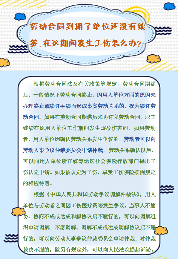 【人社日課】勞動合同到期了單位還沒有續(xù)簽，在這期間發(fā)生工傷怎么辦？.png