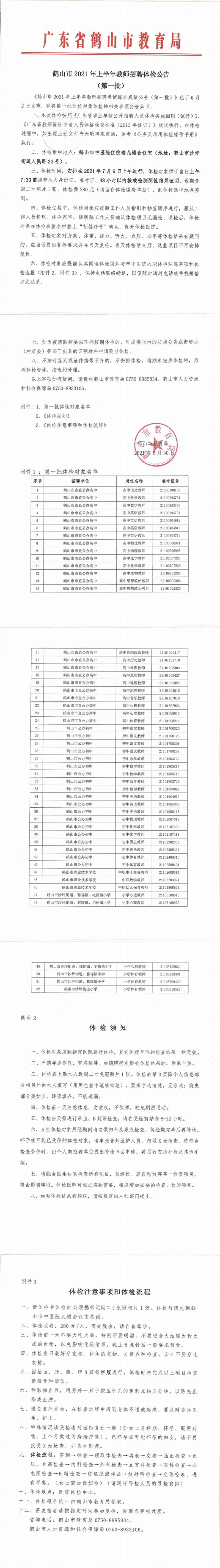 鶴山市2021年上半年教師招聘體檢公告（第一批）_00.png